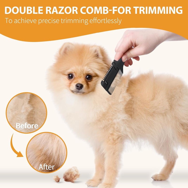 sodknow 2-in-1 Pet Grooming Comb for Dogs and Cats - 2 Combs with 20 Extra Blades for Trimming and Grooming - Image 4